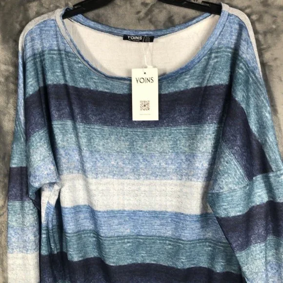 Yoins Woman's Pullover Your Inspiration Shirt Blue Blouse Size Adult XX Large - Picture 4 of 10